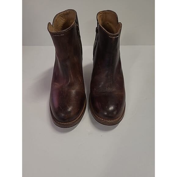 Bed Stu Yell Bootie Women Size 8 Leather Ankle Boot Brown Two Toned Side Zip - Picture 4 of 12